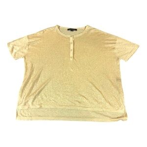 Skull Cashmere 100% Linen Penenlope Henley Top Honey Natural Flax Sz L